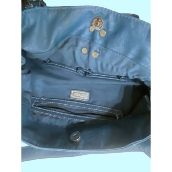 STRADA Pebbled Leather Handbag with Silver Hardware Multiple Pockets - Picture 4 of 7